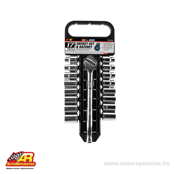 JGO. CUBOS 1/2" DR. SAE/METRIC 17PCS 6/C